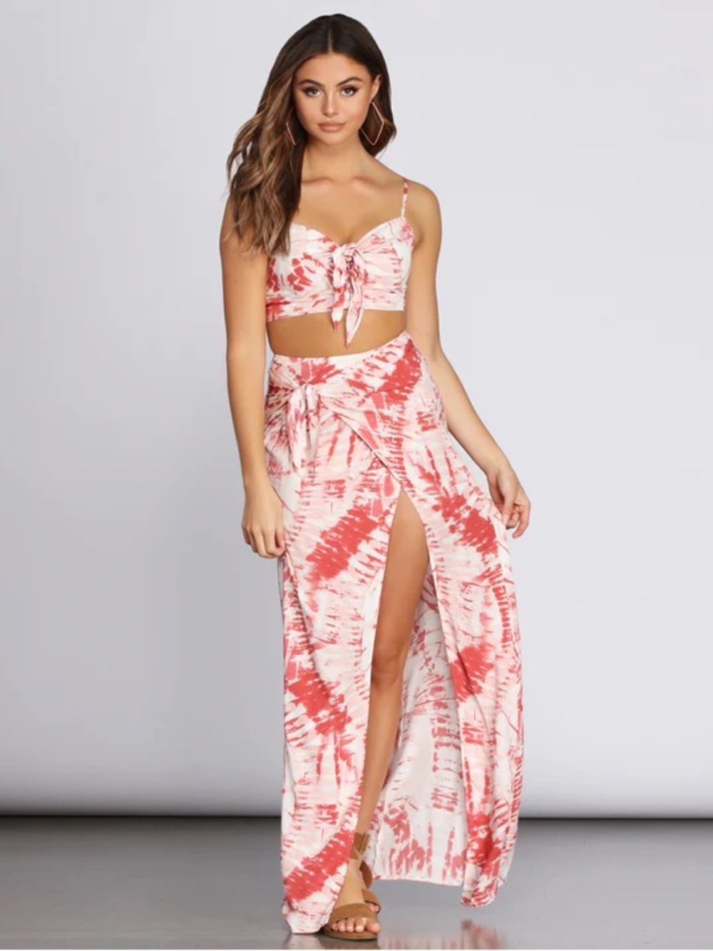 re:named Pink Coral Tie-Dye Smocked Top